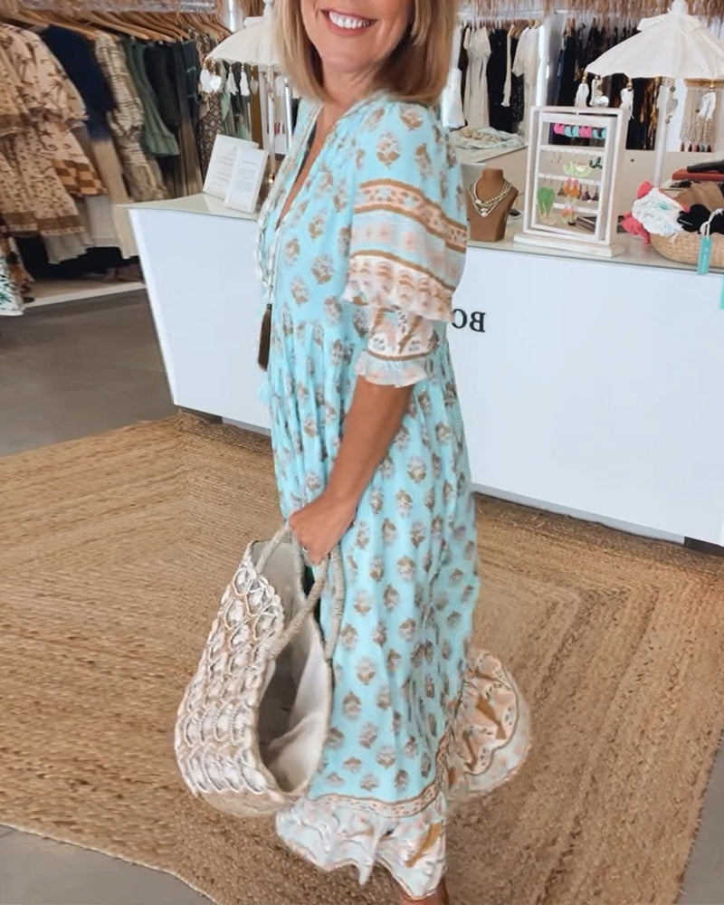 SERENA V-Neck A-Line Maxi Dress