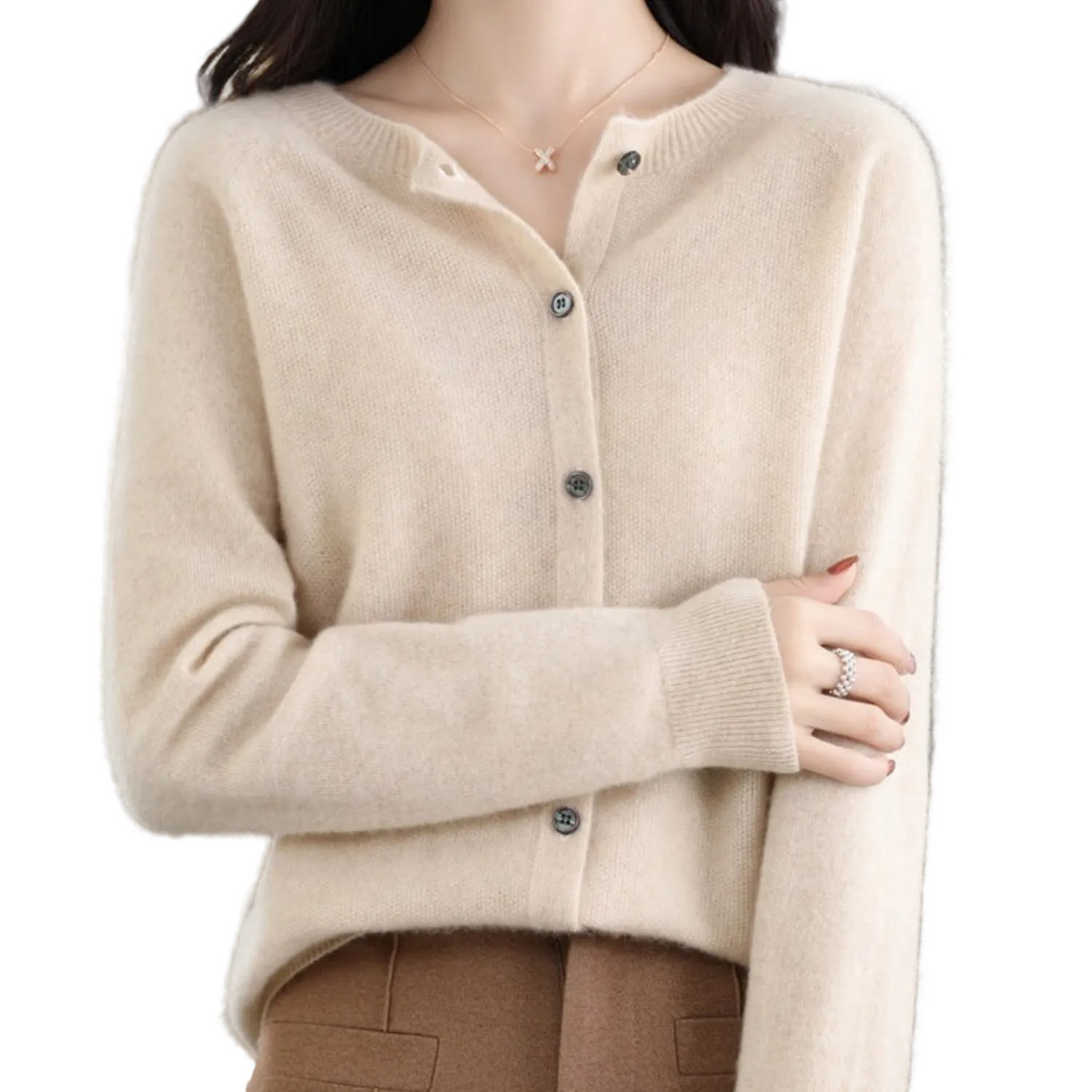 LEONIE Wool Open Knit Cardigan