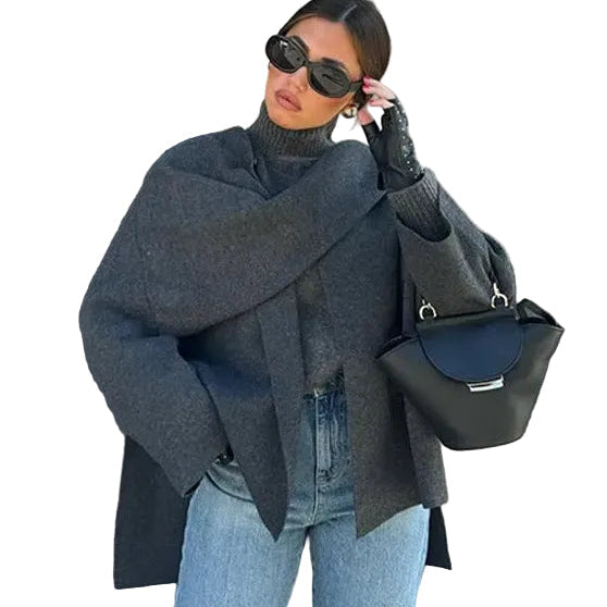 ISABELLA Poncho Hooded Button Jacket