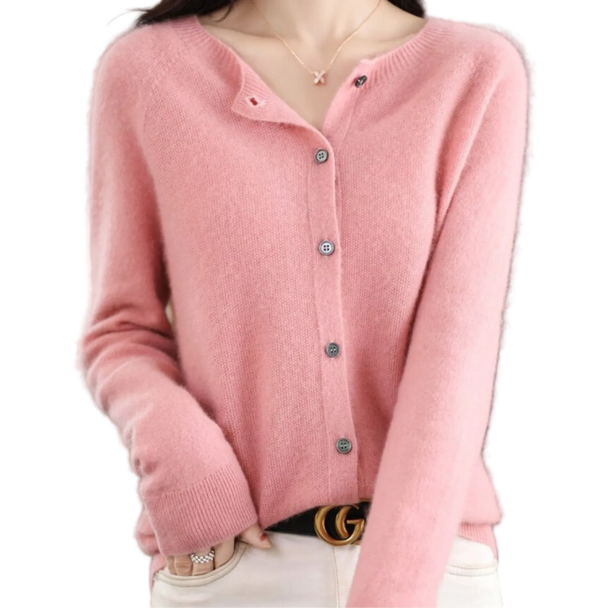 LEONIE Wool Open Knit Cardigan