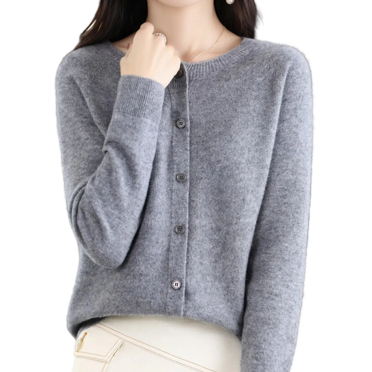 LEONIE Wool Open Knit Cardigan