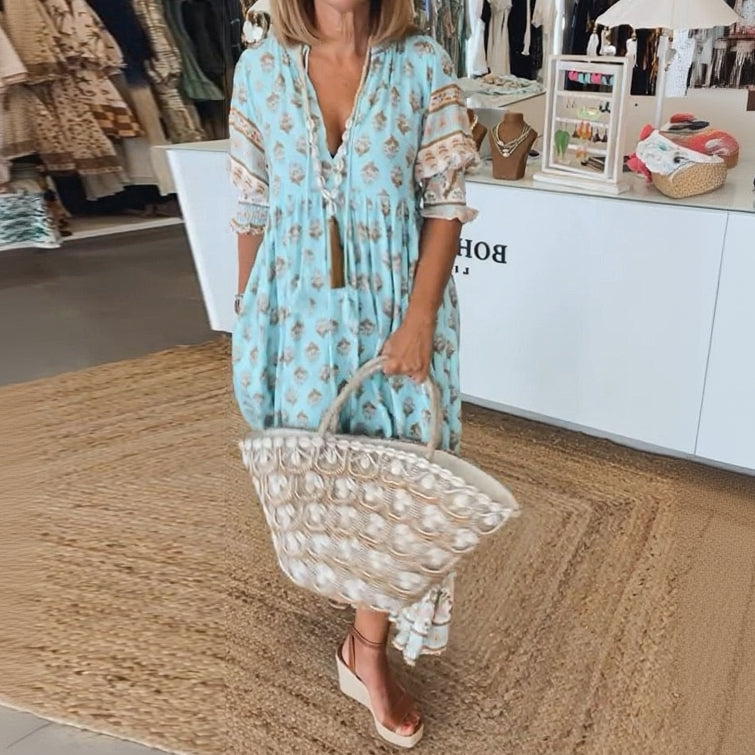 SERENA V-Neck A-Line Maxi Dress