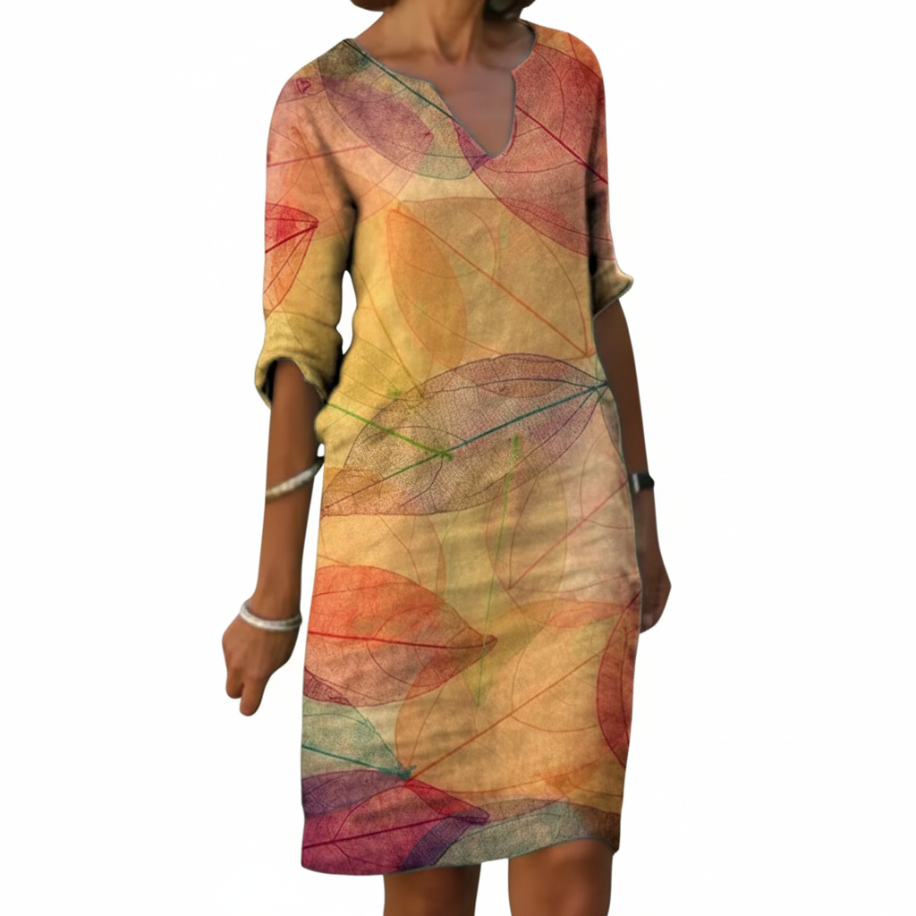 GLADYS Printed V Neck Dress