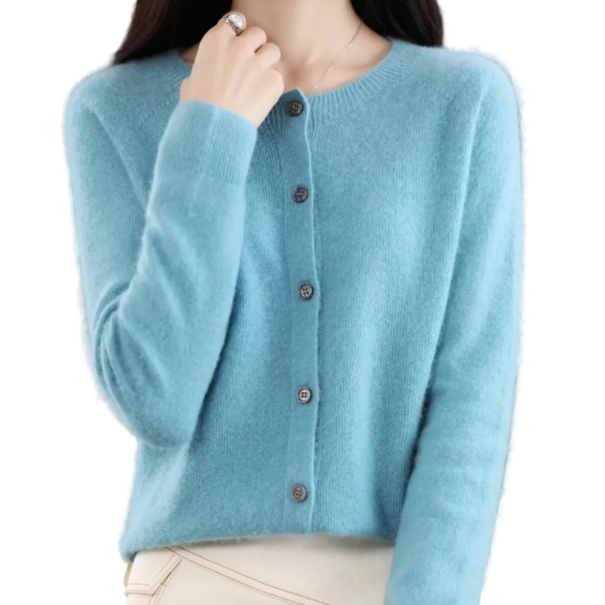LEONIE Wool Open Knit Cardigan