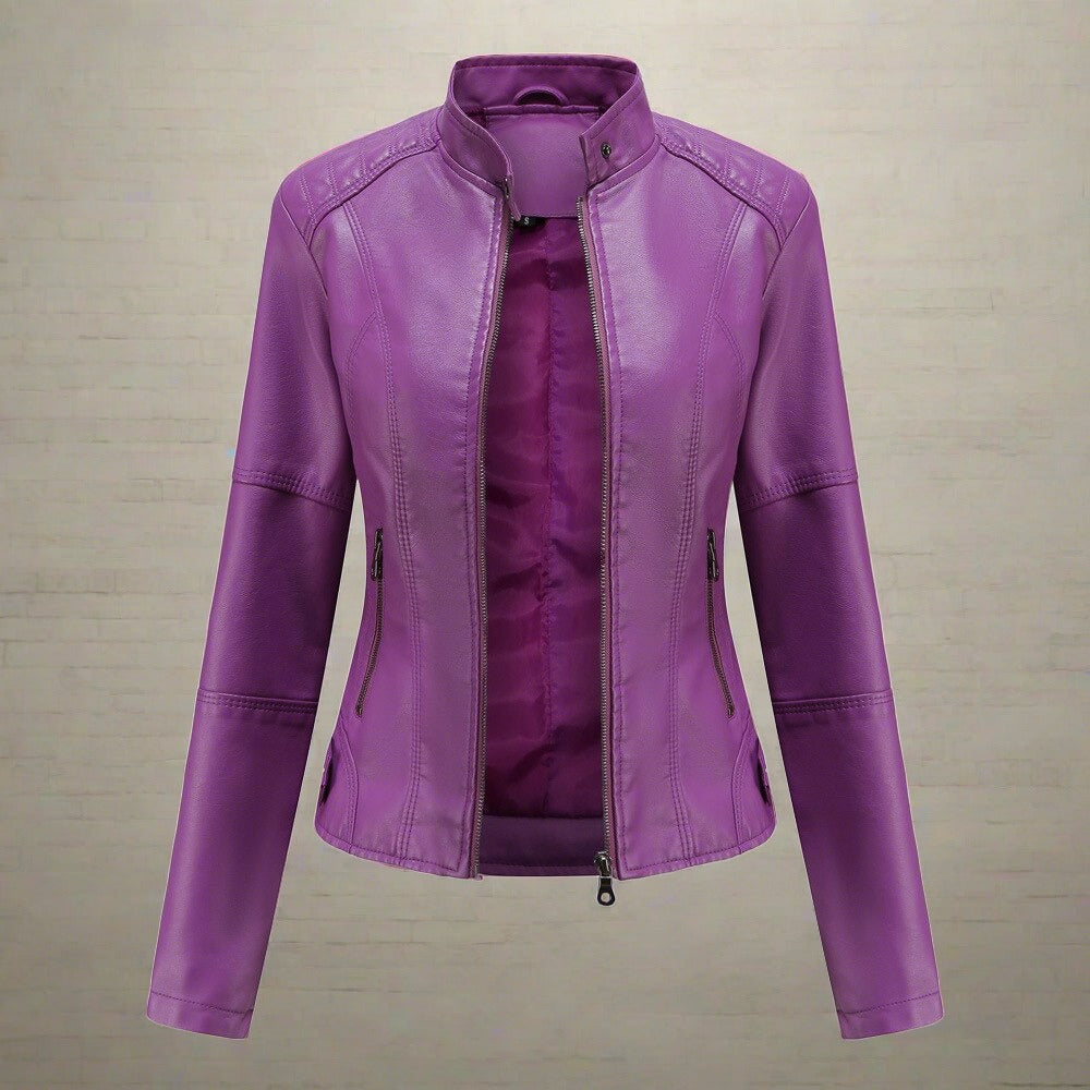 LILLY Zippered Moto Biker Jacket