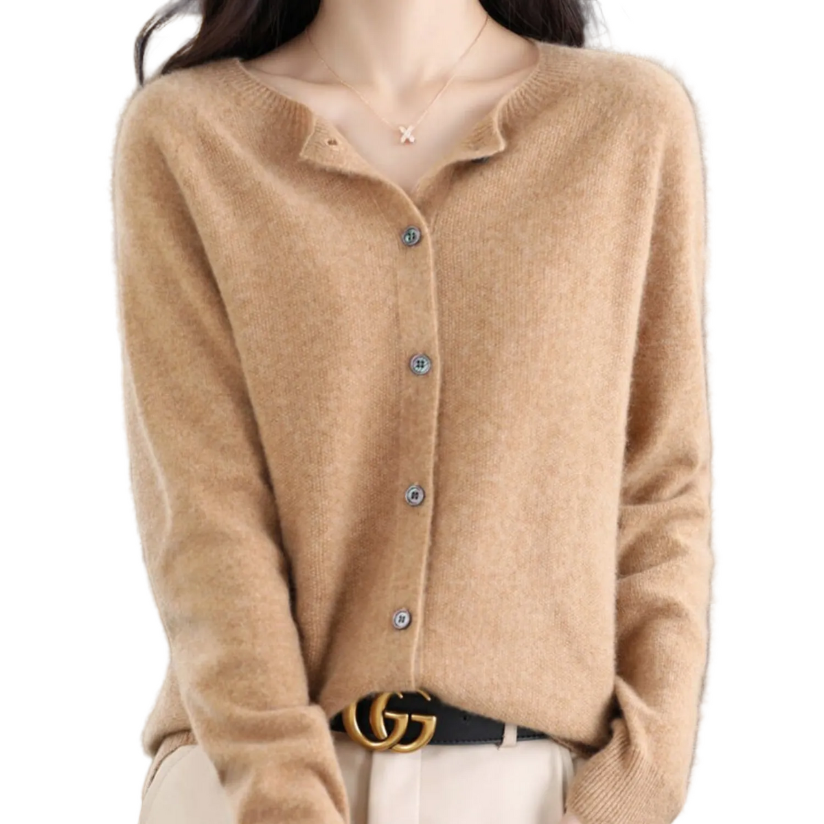 LEONIE Wool Open Knit Cardigan