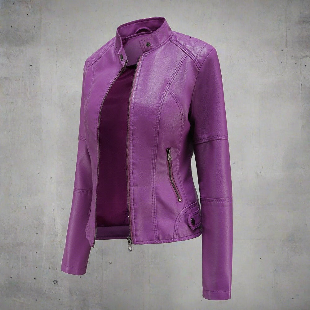 LILLY Zippered Moto Biker Jacket
