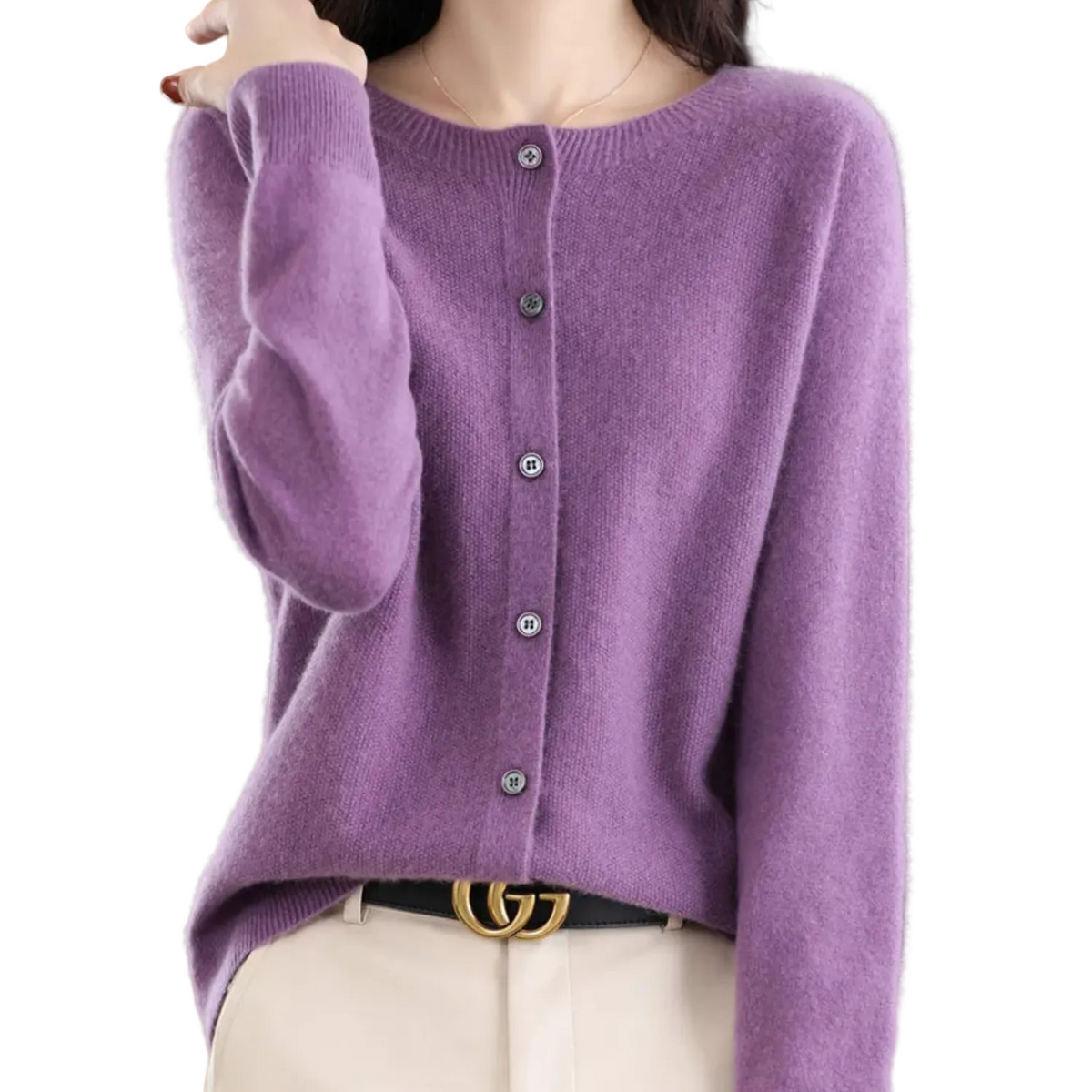 LEONIE Wool Open Knit Cardigan