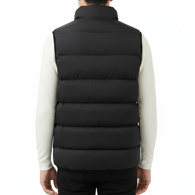 JAMES, Cotton Padded Slim Fit Vest Mandarin Collar