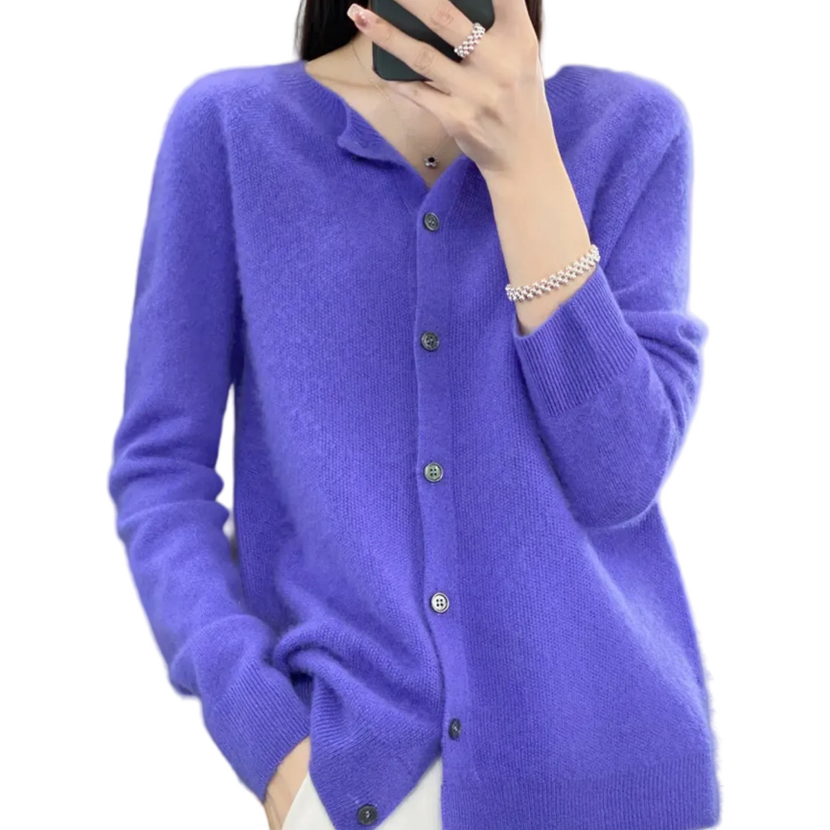 LEONIE Wool Open Knit Cardigan