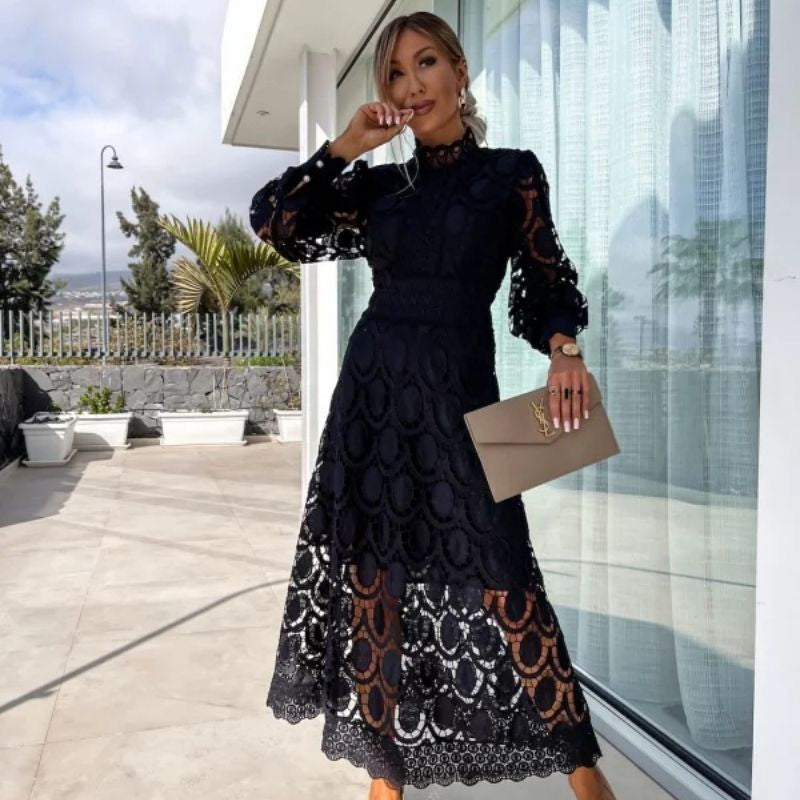 GRACE Hollow Out High Neck Dress