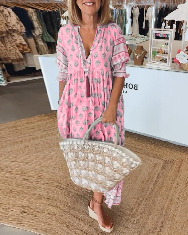 SERENA V-Neck A-Line Maxi Dress