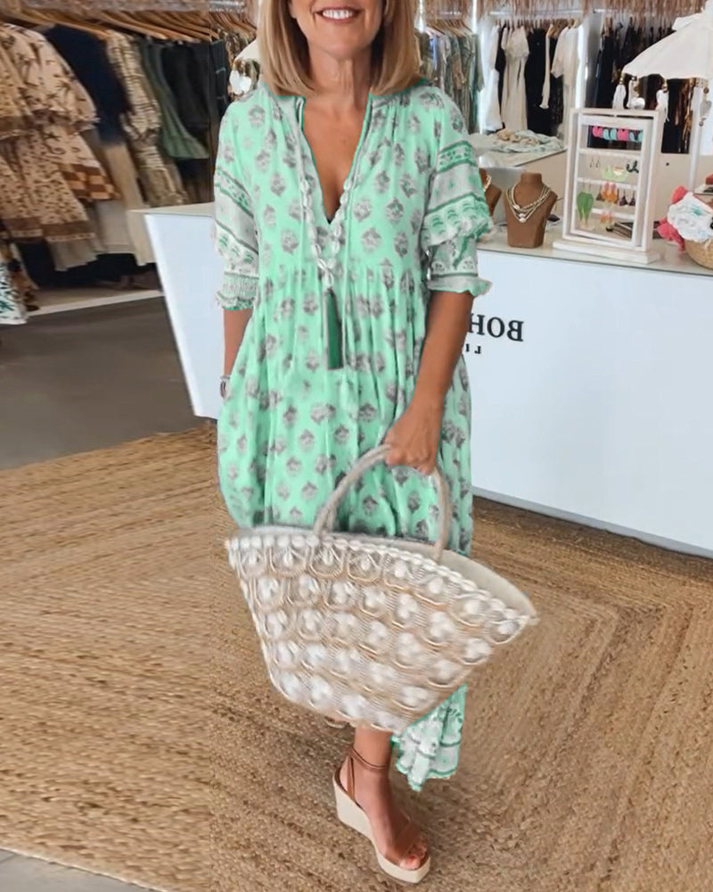 SERENA V-Neck A-Line Maxi Dress