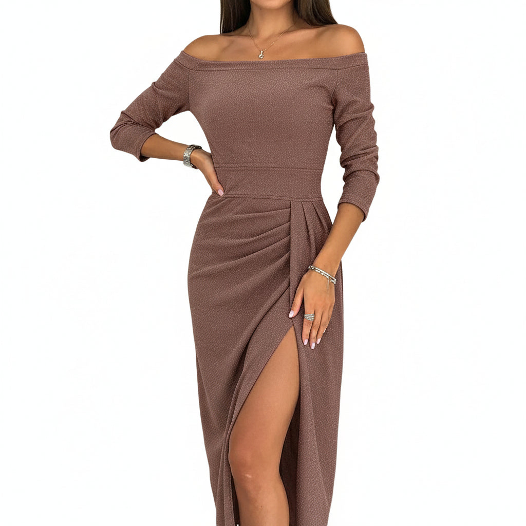 ZARA Sequin Slash Neck Dress