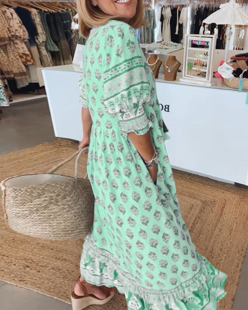 SERENA V-Neck A-Line Maxi Dress
