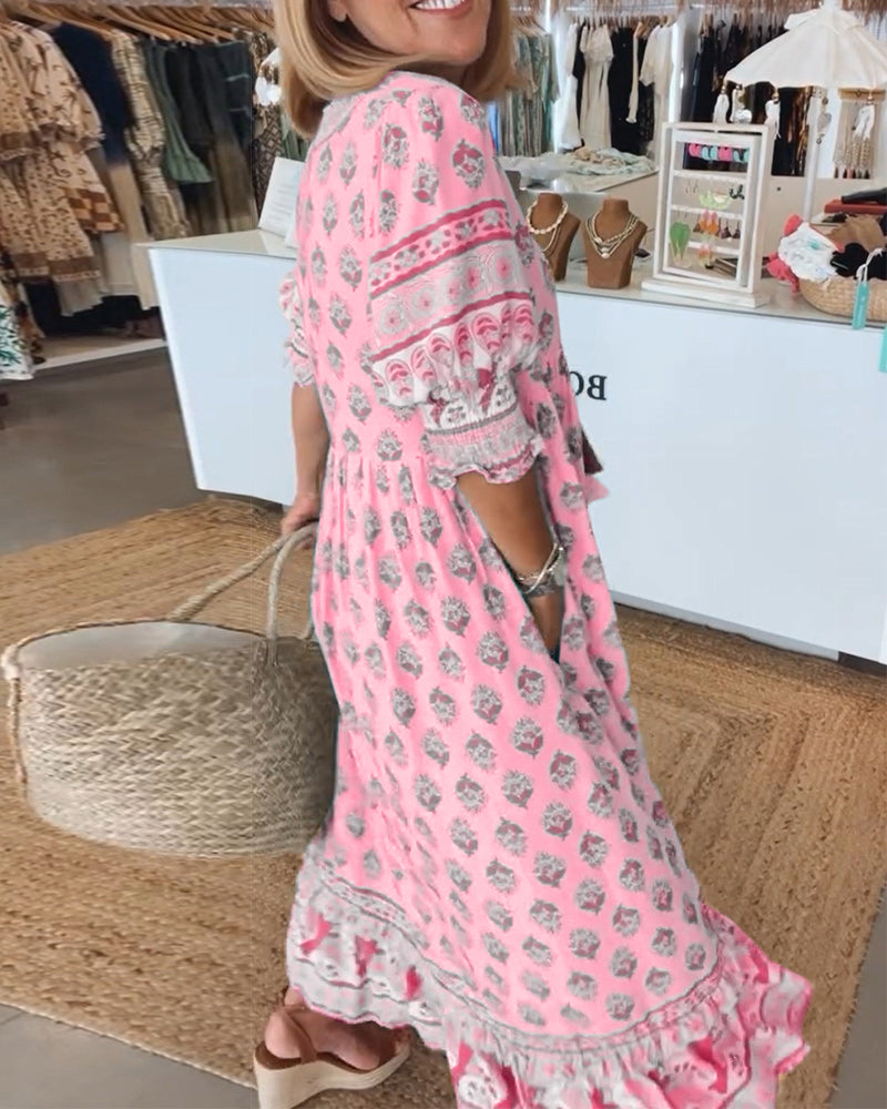 SERENA V-Neck A-Line Maxi Dress