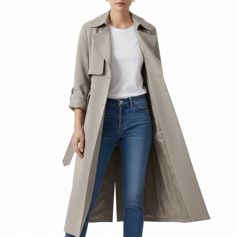 CLARISSA Long Slim Trench Coat
