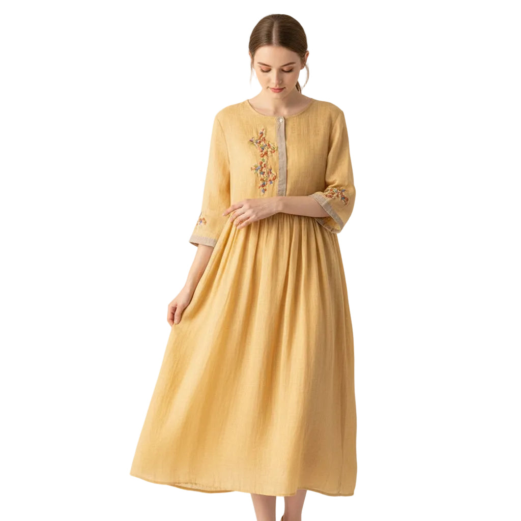 LYDIA Embroidered Midi Dress