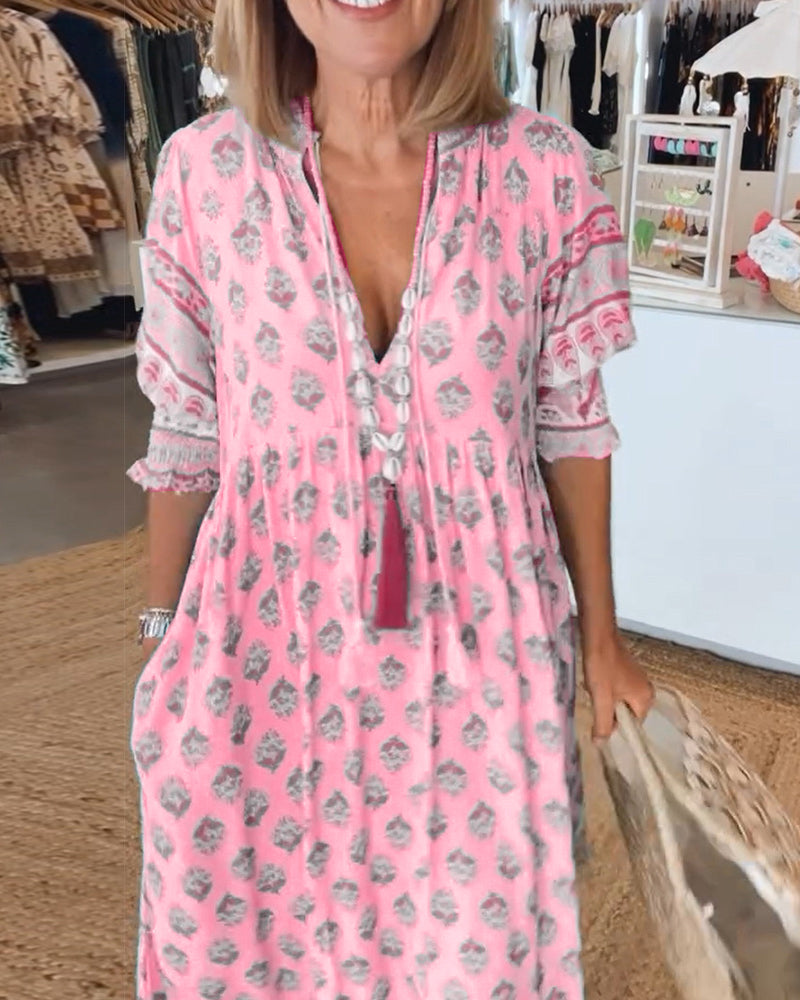 SERENA V-Neck A-Line Maxi Dress