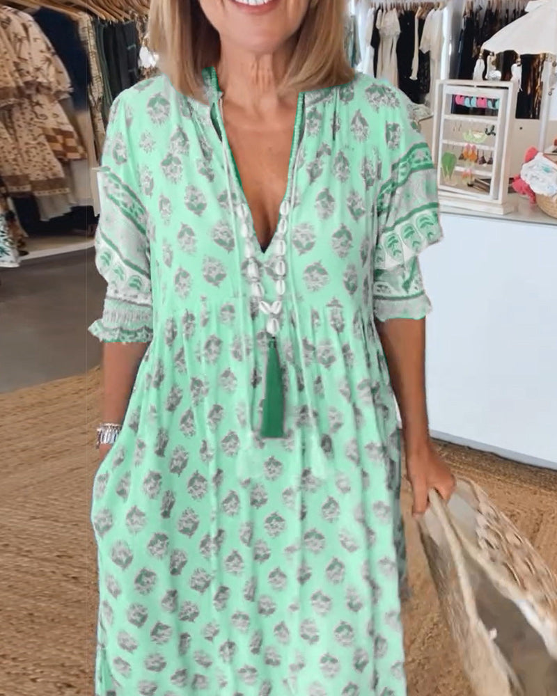 SERENA V-Neck A-Line Maxi Dress