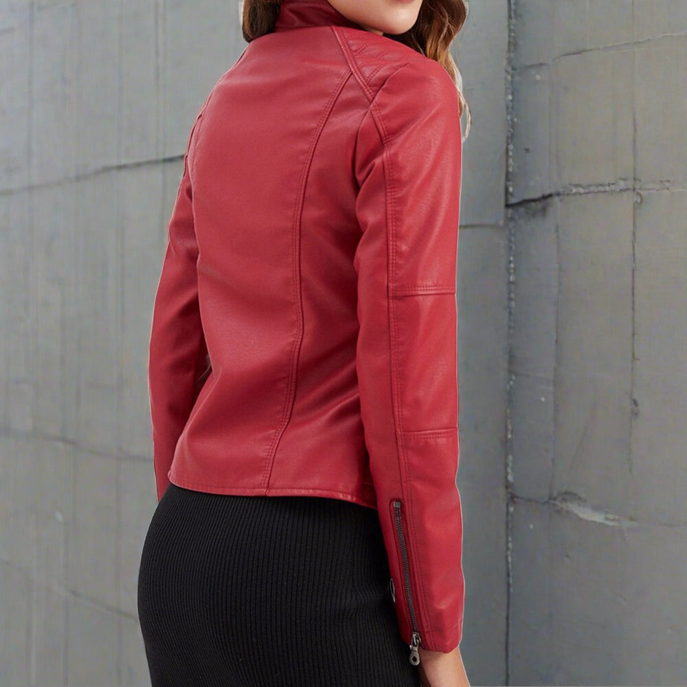 LILLY Zippered Moto Biker Jacket