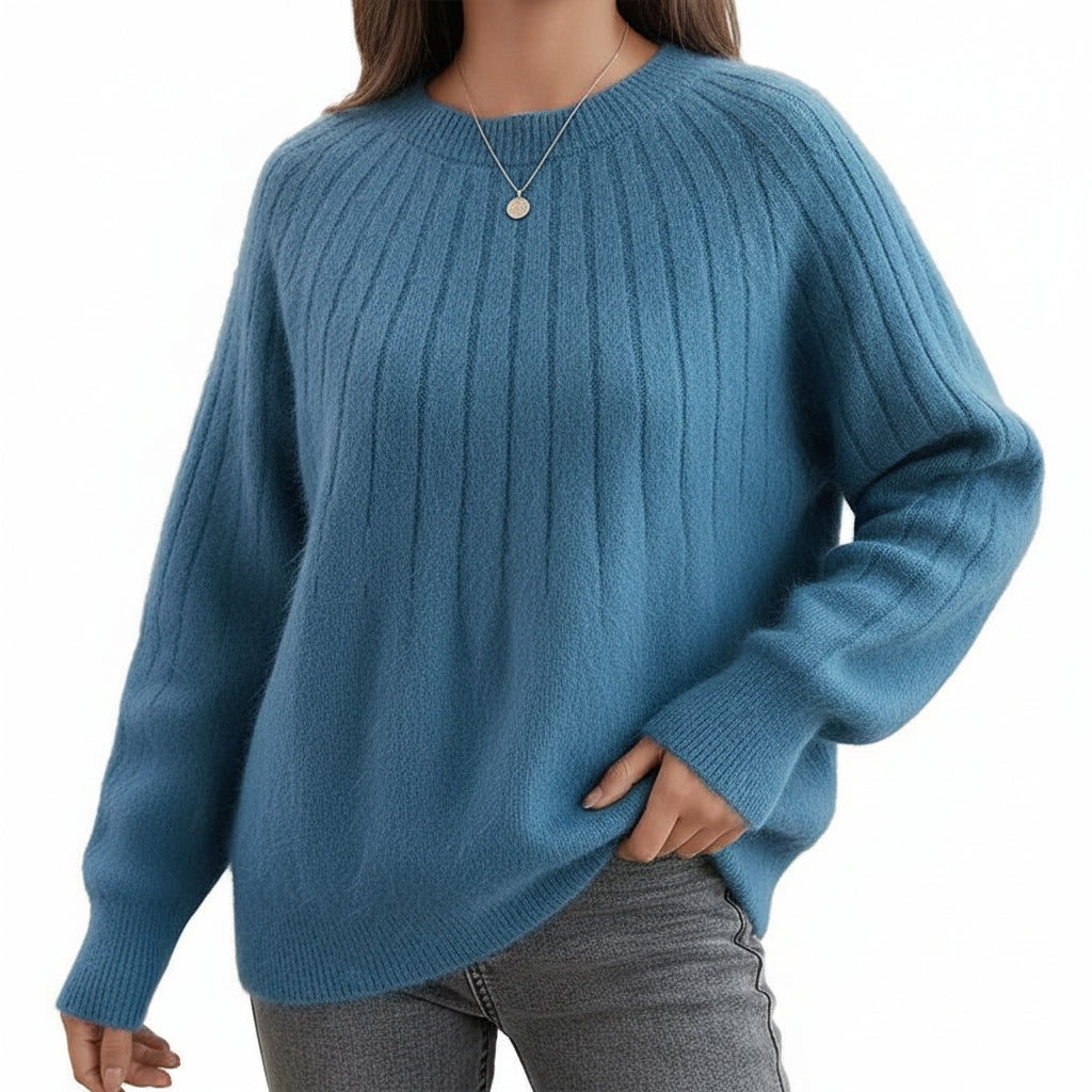 EMMA, Mock Neck Knit Pullover Cotton Acrylic