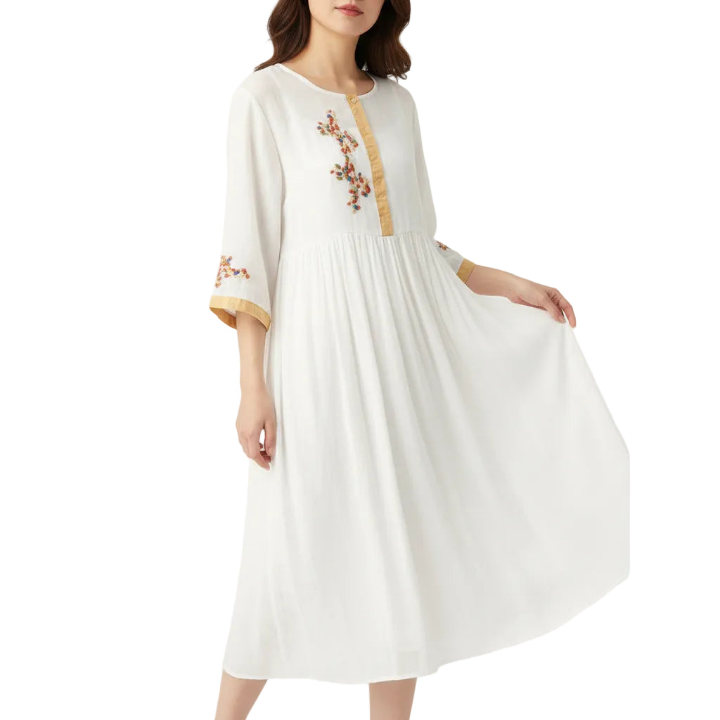 LYDIA Embroidered Midi Dress