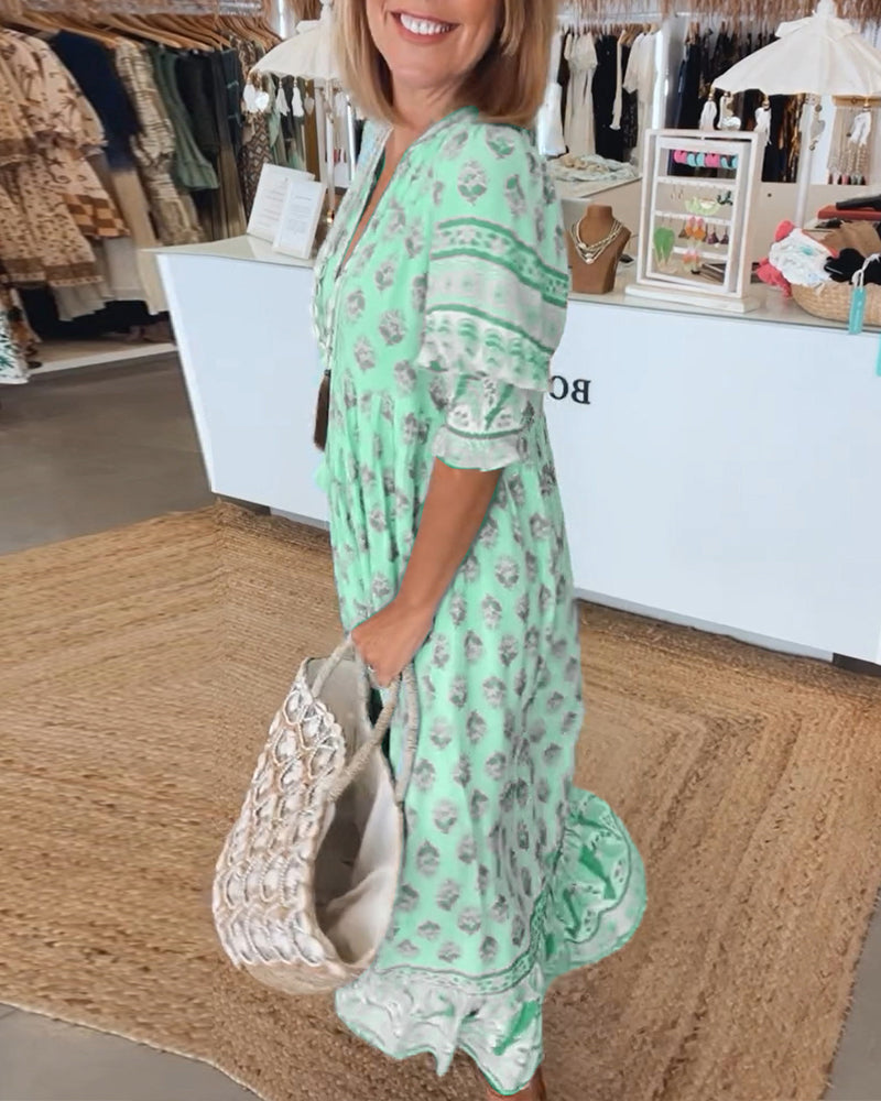 SERENA V-Neck A-Line Maxi Dress