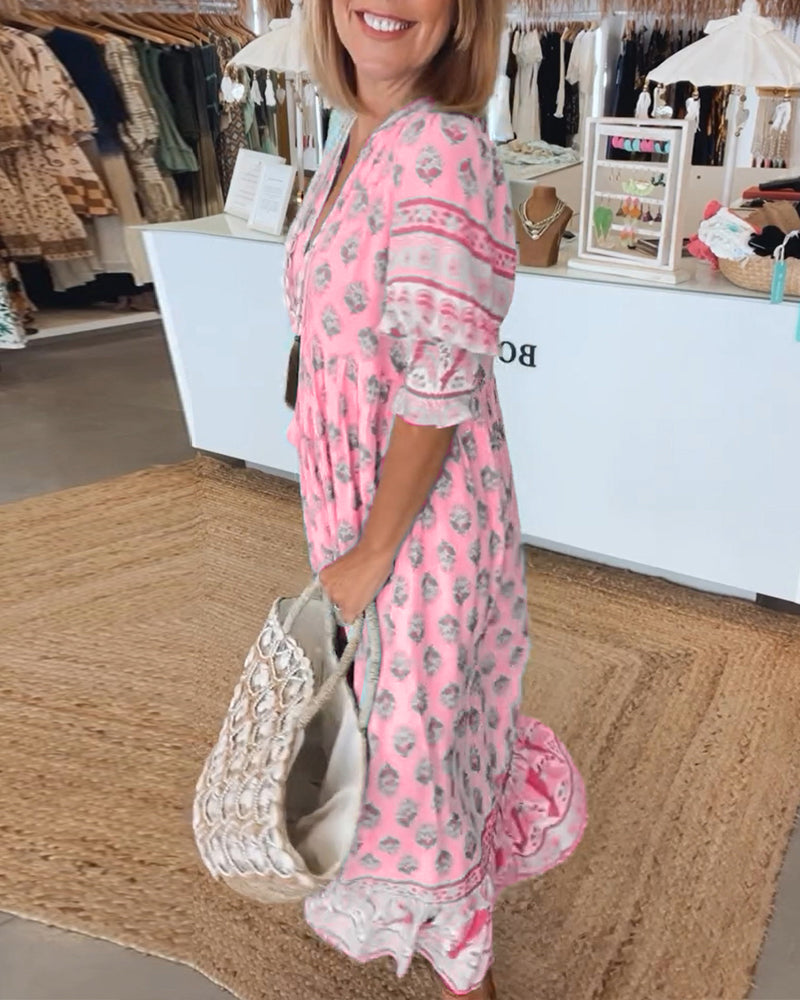 SERENA V-Neck A-Line Maxi Dress