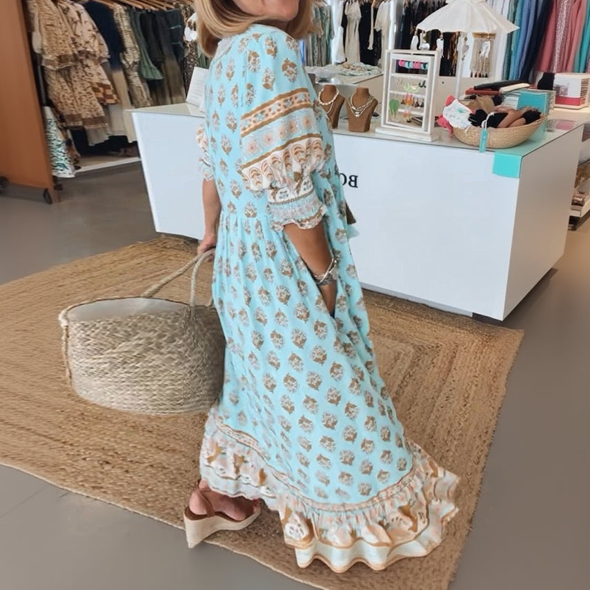 SERENA V-Neck A-Line Maxi Dress