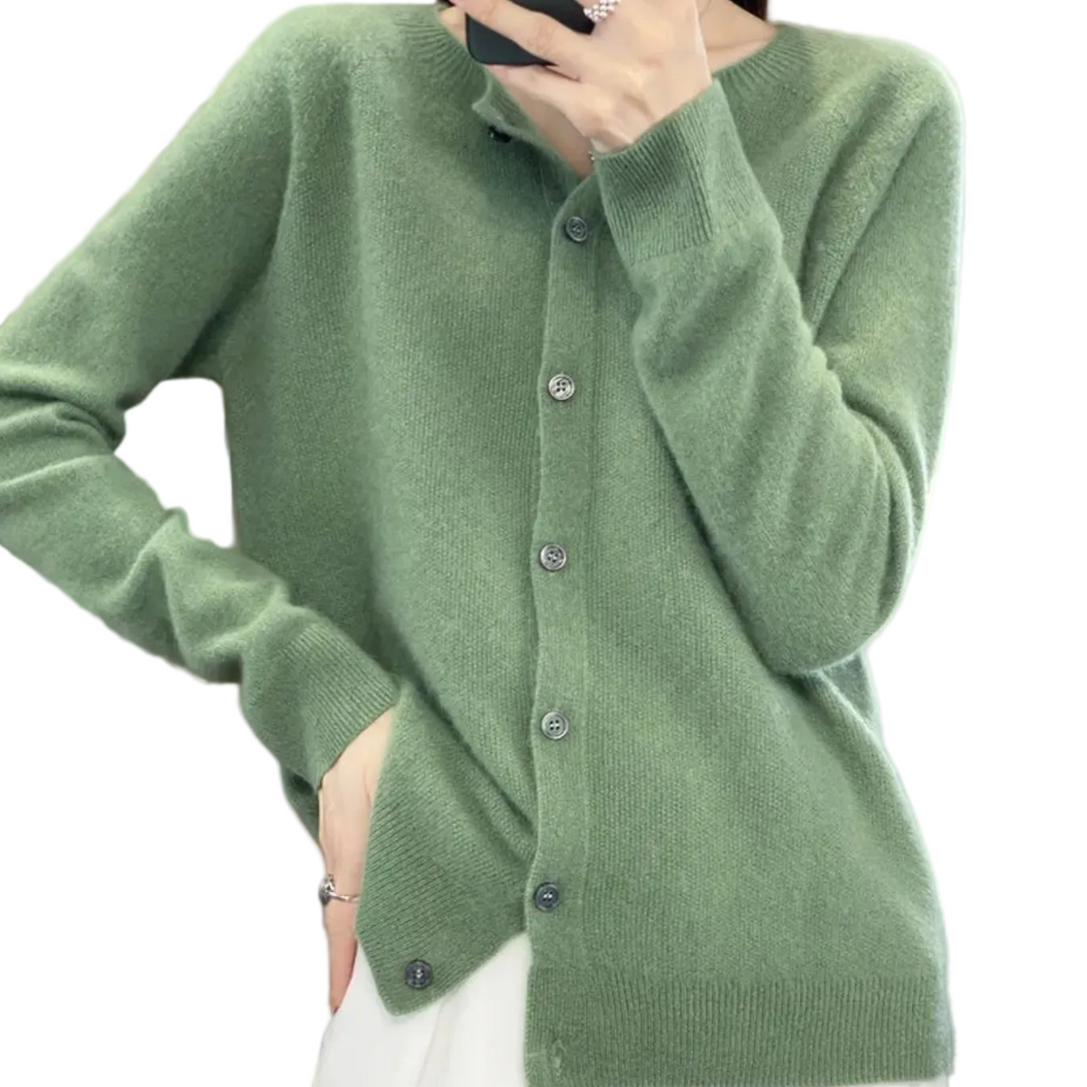 LEONIE Wool Open Knit Cardigan
