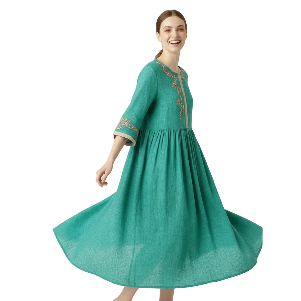 LYDIA Embroidered Midi Dress