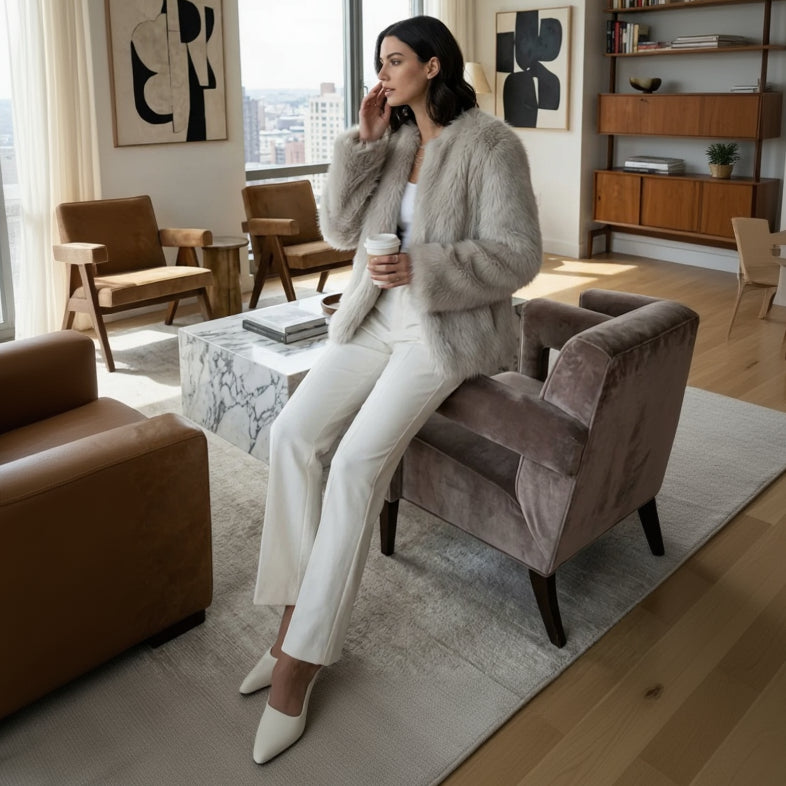 AMELIA Faux Fur Zipper Jacket