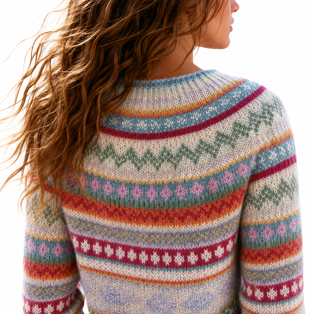 ELARA Geometric Knit Loose Sweater