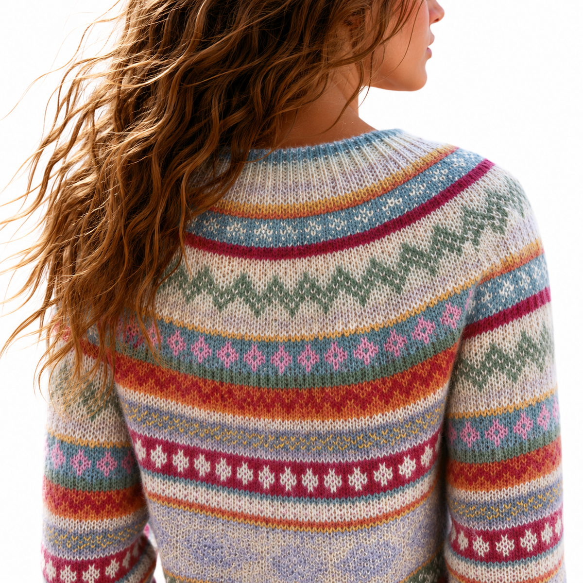 ELARA Geometric Knit Loose Sweater