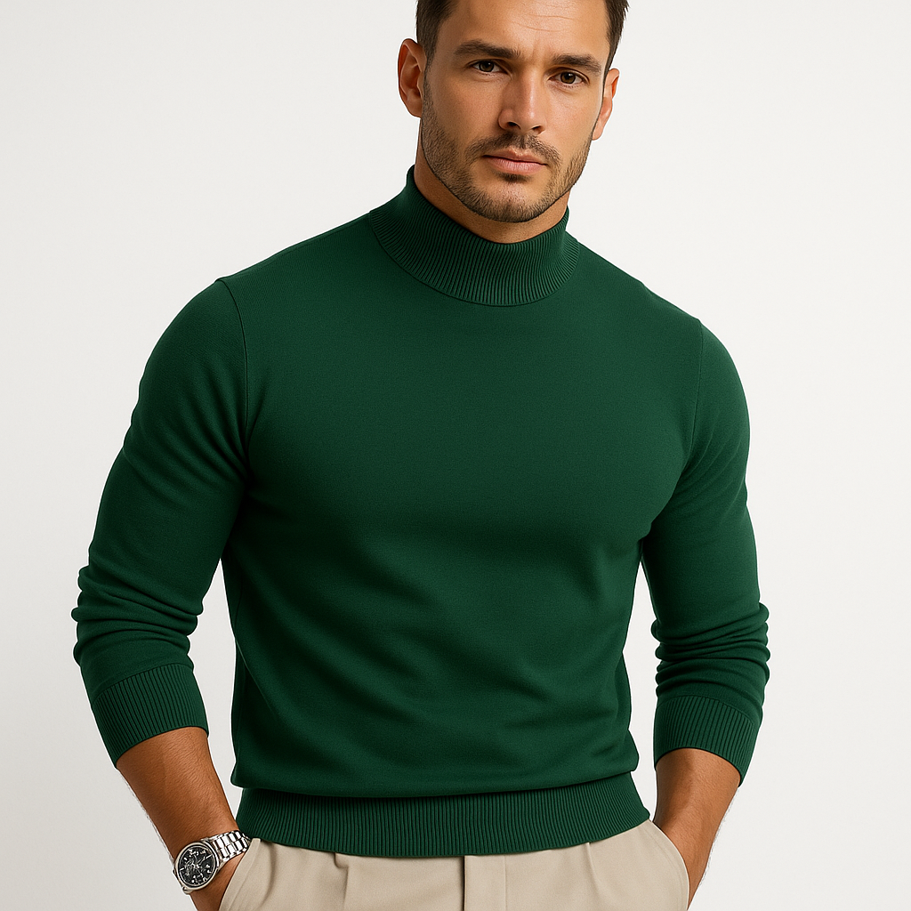 ETHAN, Mock Neck Thick Knit Pullover