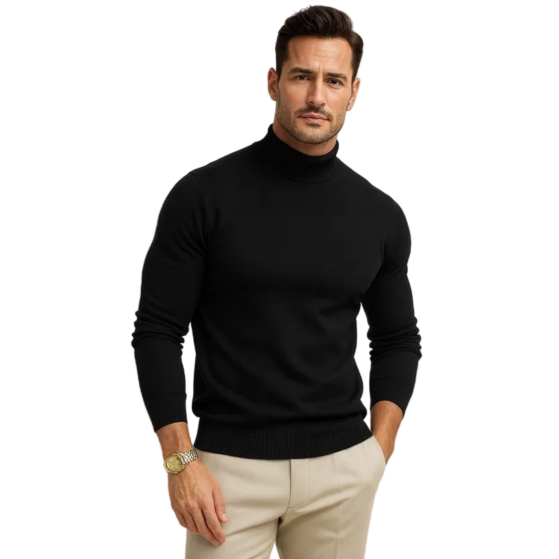 ETHAN, Mock Neck Thick Knit Pullover