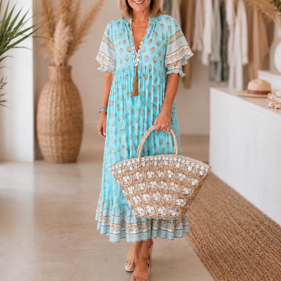 SERENA V-Neck A-Line Maxi Dress