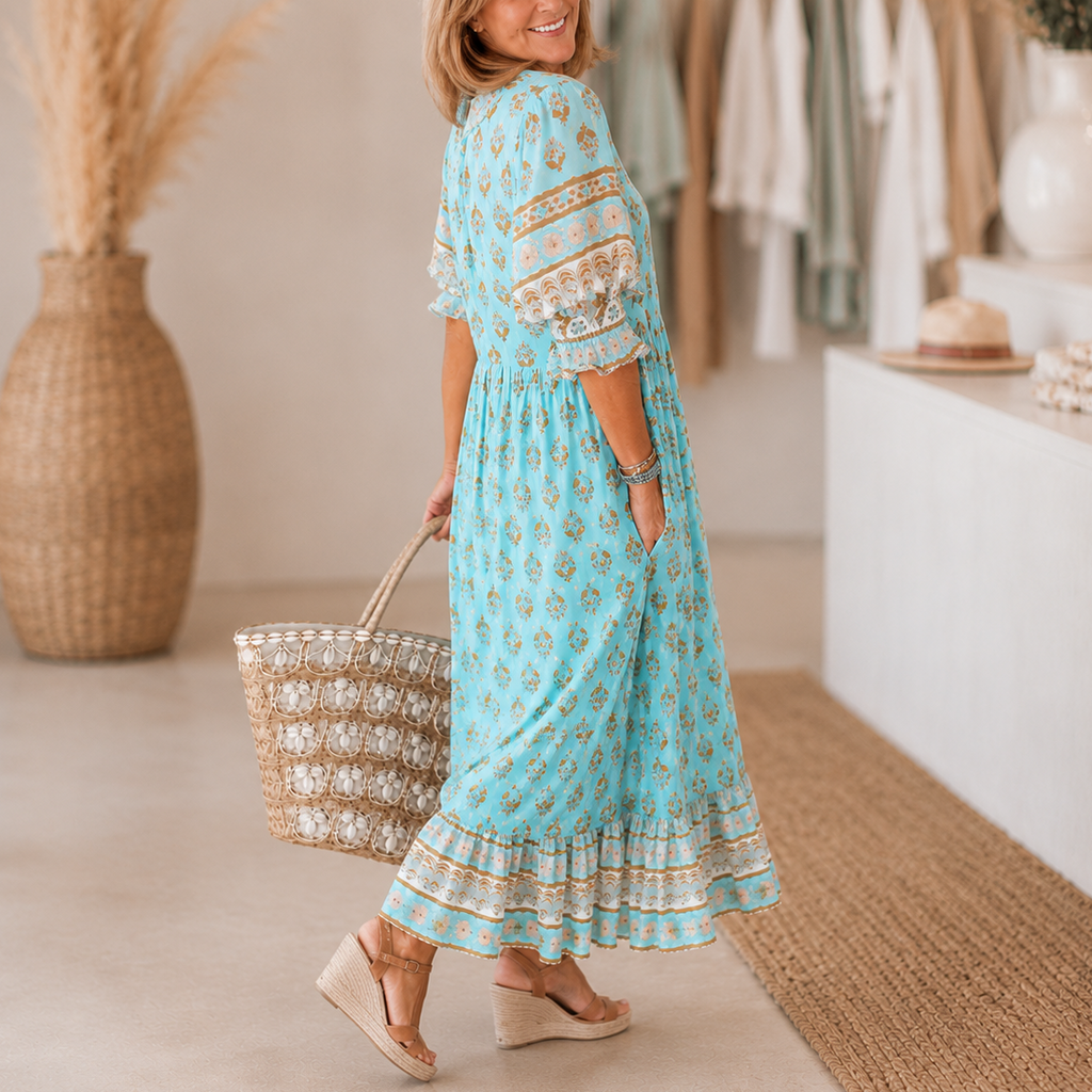 SERENA V-Neck A-Line Maxi Dress