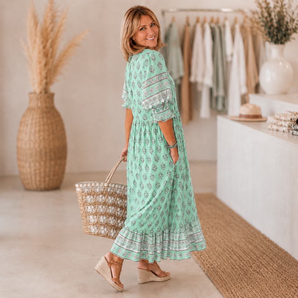 SERENA V-Neck A-Line Maxi Dress
