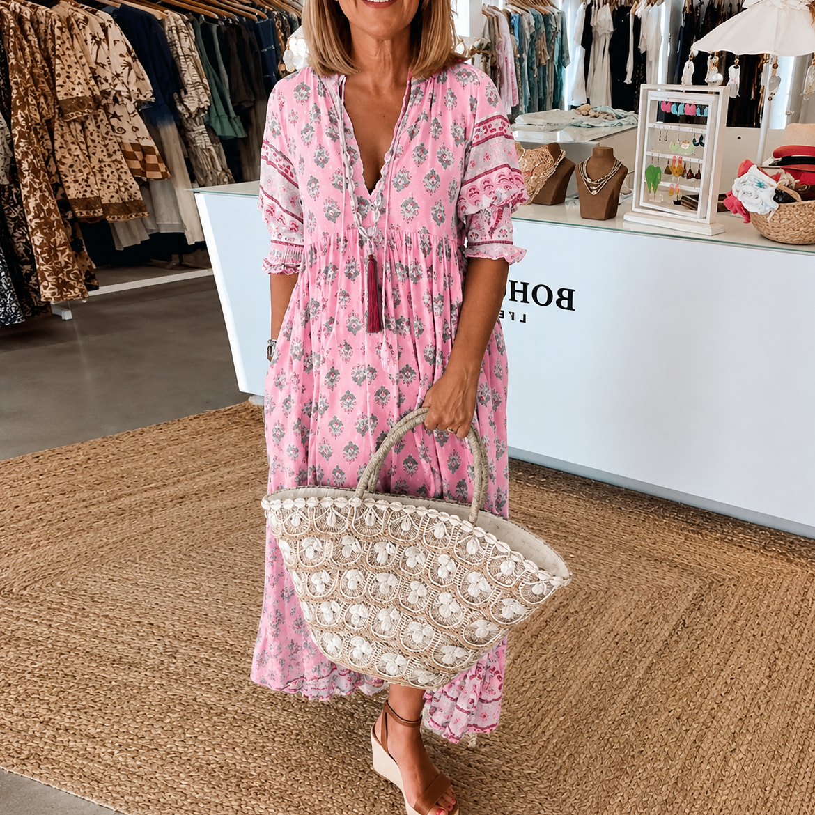 SERENA V-Neck A-Line Maxi Dress