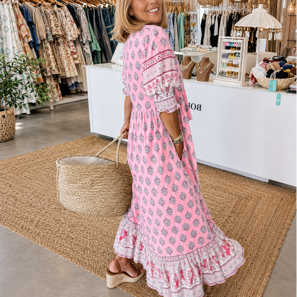 SERENA V-Neck A-Line Maxi Dress