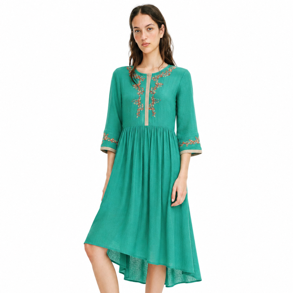 LYDIA Embroidered Midi Dress