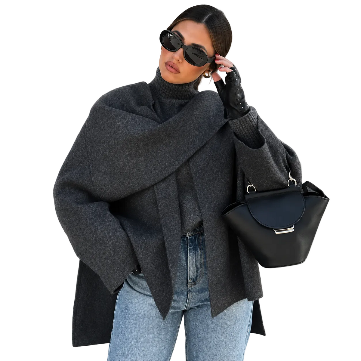 ISABELLA Poncho Hooded Button Jacket