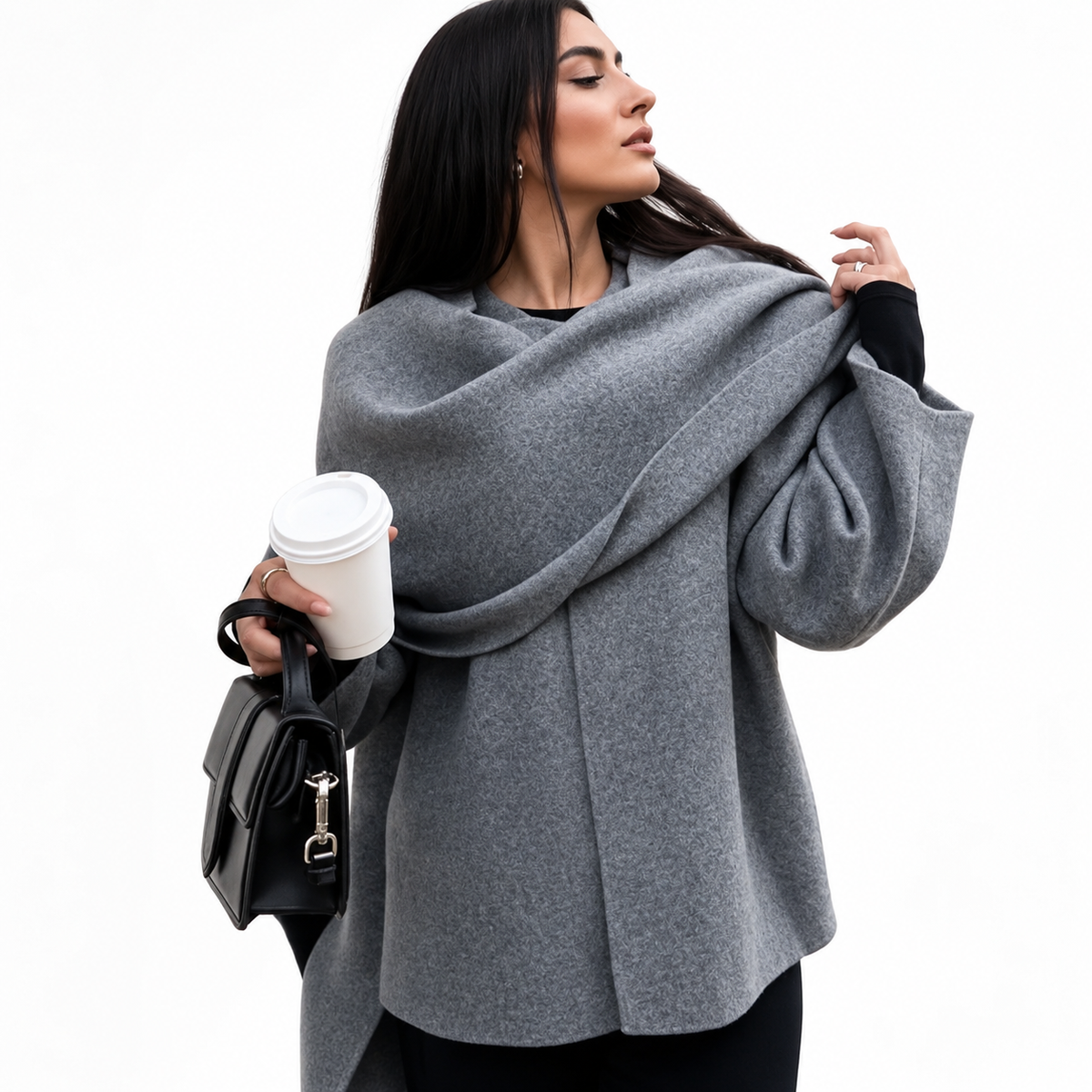 ISABELLA Poncho Hooded Button Jacket