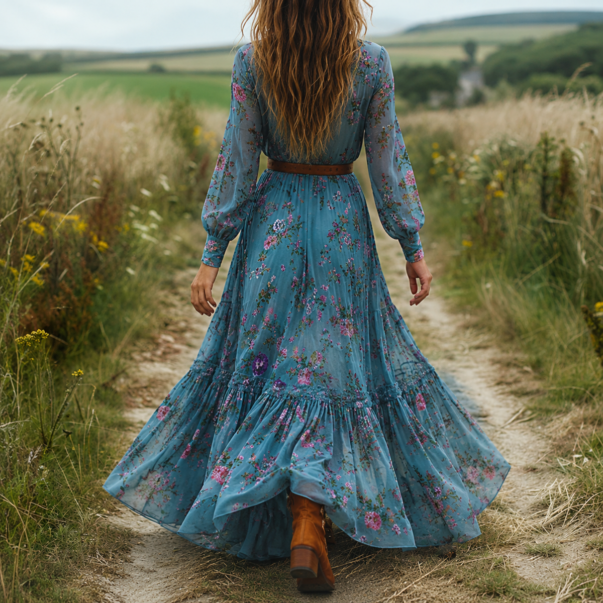 SIENNA Floral V Neck Midi Dress