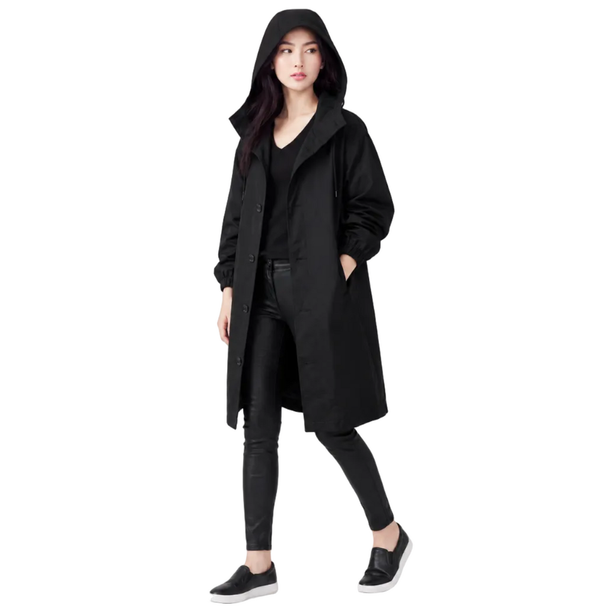 ATHENA Hooded Long Trench Coat