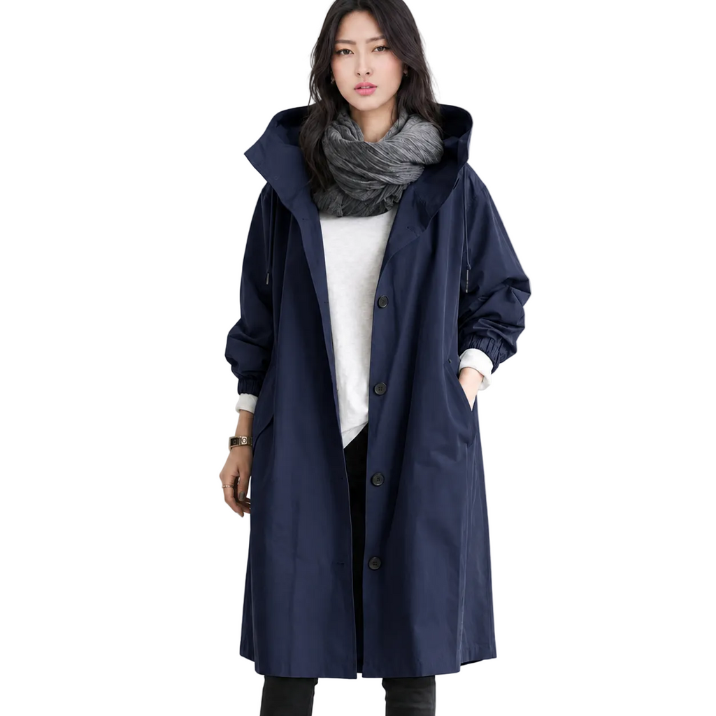 ATHENA Hooded Long Trench Coat