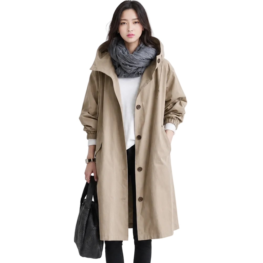 ATHENA Hooded Long Trench Coat