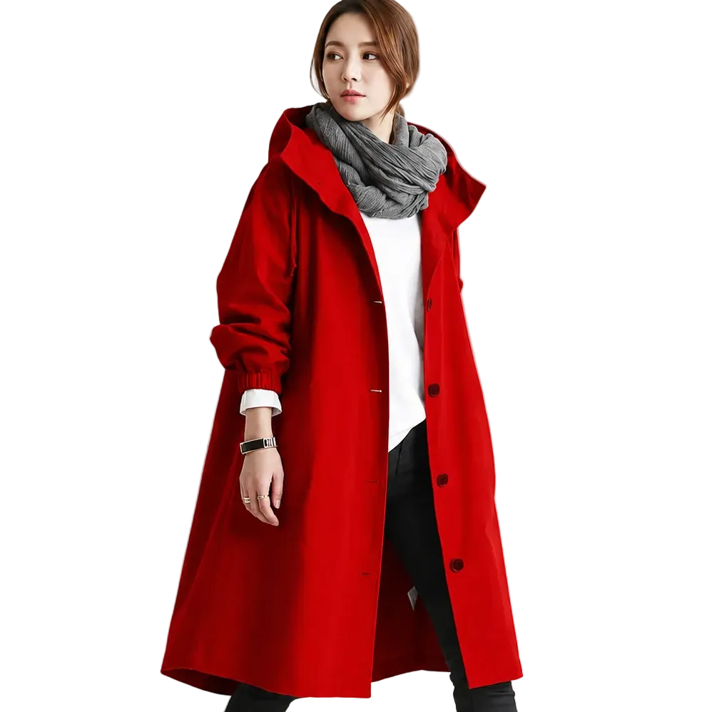 ATHENA Hooded Long Trench Coat